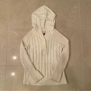 Sonoma Hooded Cable Knit Sweater With Kangaroo Pocket 100% Cotton Small